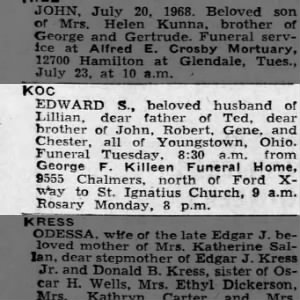 Obituary for EDWARD S. KOC